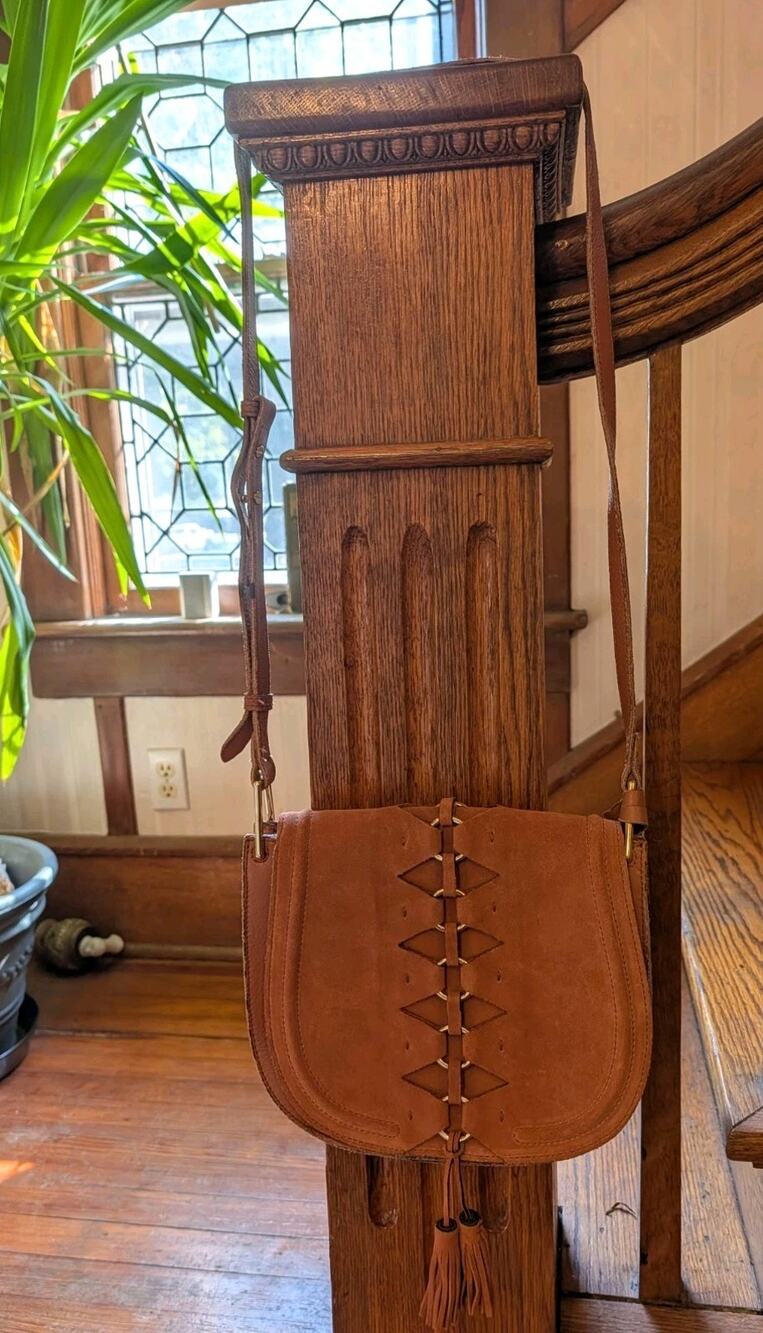Vince Camuto Ancel Flap Thai Tea Leather Crossover saddle bag women VC-ANCEL-FL